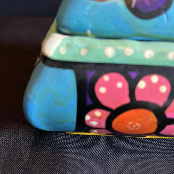 Vtg. Mexican Pottery Talavera Folk Art Hand Painted Cannister Container Floral - Picture 7 of 14